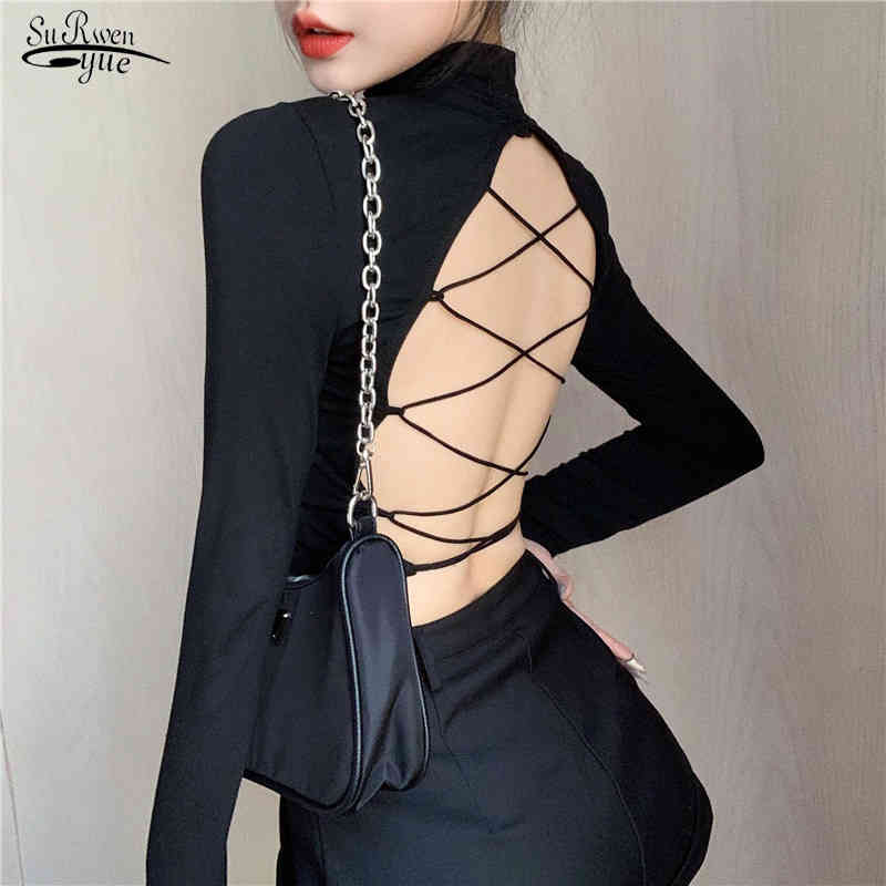 Spring Summer Long Sleeve Cotton Casual Solid Women Shirts Blouses Tops Cross Bandage Backless Sexy Corset Top 12849 210521, Black
Spring Summer Long Sleeve Cotton Casual Solid Women Shirts Blouses Tops Cross Bandage Backless Sexy Corset Top 12849 210521, Black