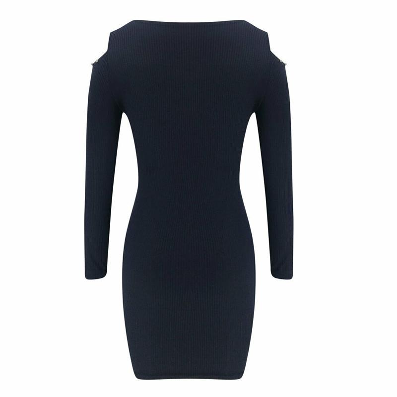 Women Sexy Diamond Autumn Bodycon Dress Ladies Evening Party Club Mini High Waist V Neck Wear Casual Dresses