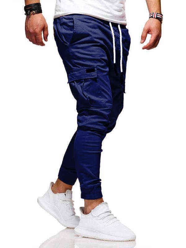 Men Casual Jogger Pants Streetwear Cargo Sweatpants Men's Multi-pockets Trousers Fitness Gyms Harem Pencil Pants Male 211112