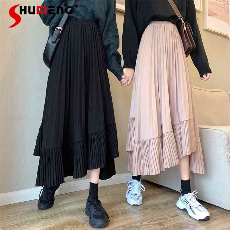 Spring Fashion Solid High Waist Women Skirt Irregular Pleated Elegant Black A- Line Ladies Summer Long 210629
Spring Fashion Solid High Waist Women Skirt Irregular Pleated Elegant Black A- Line Ladies Summer Long 210629