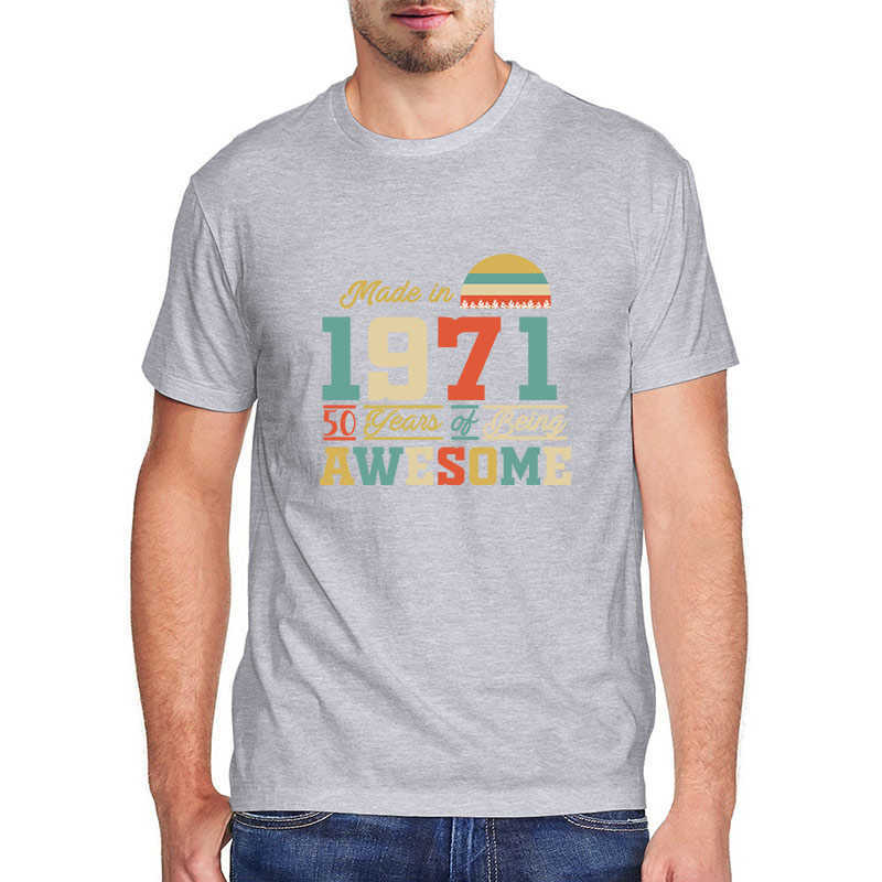 100 cotton 1971 T Shirts 50 Years of Being Awesome 50th Birthday Gifts for Women And Mens Funny Unisex Gift Shirt tops XS-3XL 210629