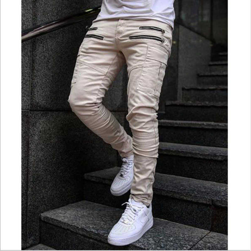 Autumn Men Cargo Pants Hip Hop Harem Joggers Pants Male Trousers Mens Solid Multi-pocket Pants Skinny Fit Sweatpants CX200729