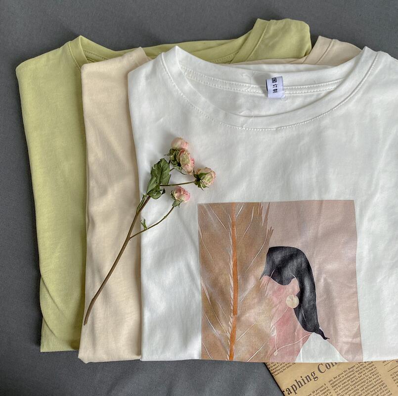 Toppies Summer graphic tees fashion character printing t-shirts summer tops woman short sleeve white t-shirts korean clothings 210406