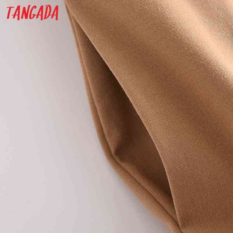 Fashion Women Khaki Suit Trousers High Waist Pockets Buttons Office Lady Pants Pantalon JE02 210416