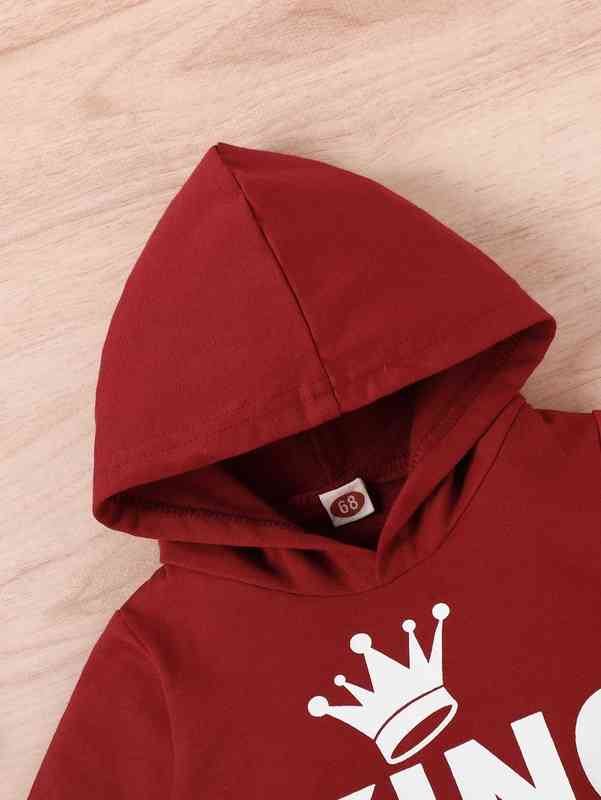 Baby Crown And Letter Graphic Hoodie & Sweatpants SHE
