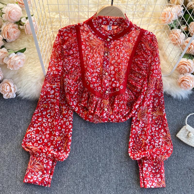Women's Blouses & Shirts Women Summer Chiffon Blouse 2021 Floral Print Long Sleeve Stand Collar Ruffles Loose Casual Lace Patchwork Top Blus, Khaki
Women's Blouses & Shirts Women Summer Chiffon Blouse 2021 Floral Print Long Sleeve Stand Collar Ruffles Loose Casual Lace Patchwork Top Blus, Khaki