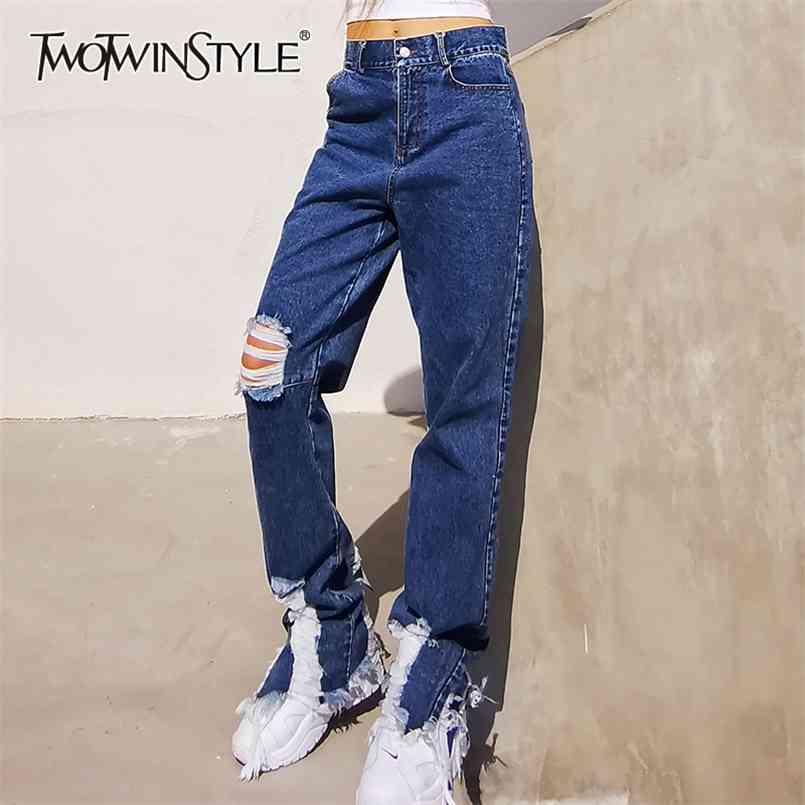 Streetwear Patchwork Hole Tassel Pants For Women High Waist Wide Leg Casual Female Jeans Autumn Fashion 210521, Blue
Streetwear Patchwork Hole Tassel Pants For Women High Waist Wide Leg Casual Female Jeans Autumn Fashion 210521, Blue