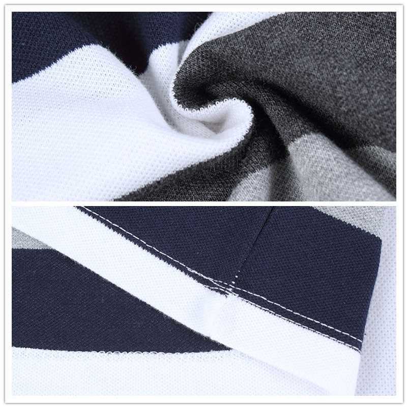TFETTERS Autumn Men's T-shirt Stripe Pattern Letters Print Long Sleeved Turn-down Collar Shirt Big Size M - 5XL 210629