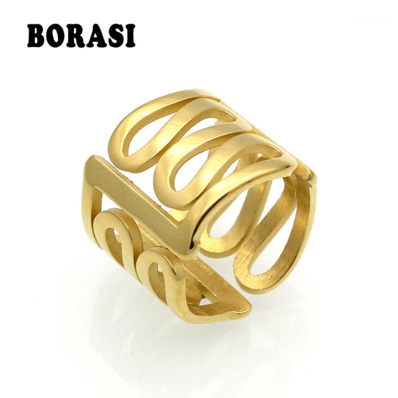 Cluster Rings BORASI Brand Gold Silver Color Cocktail Party Wide For Woman Stainless Steel Hollow Out Female Size Jewelry, Golden;silver
Cluster Rings BORASI Brand Gold Silver Color Cocktail Party Wide For Woman Stainless Steel Hollow Out Female Size Jewelry, Golden;silver