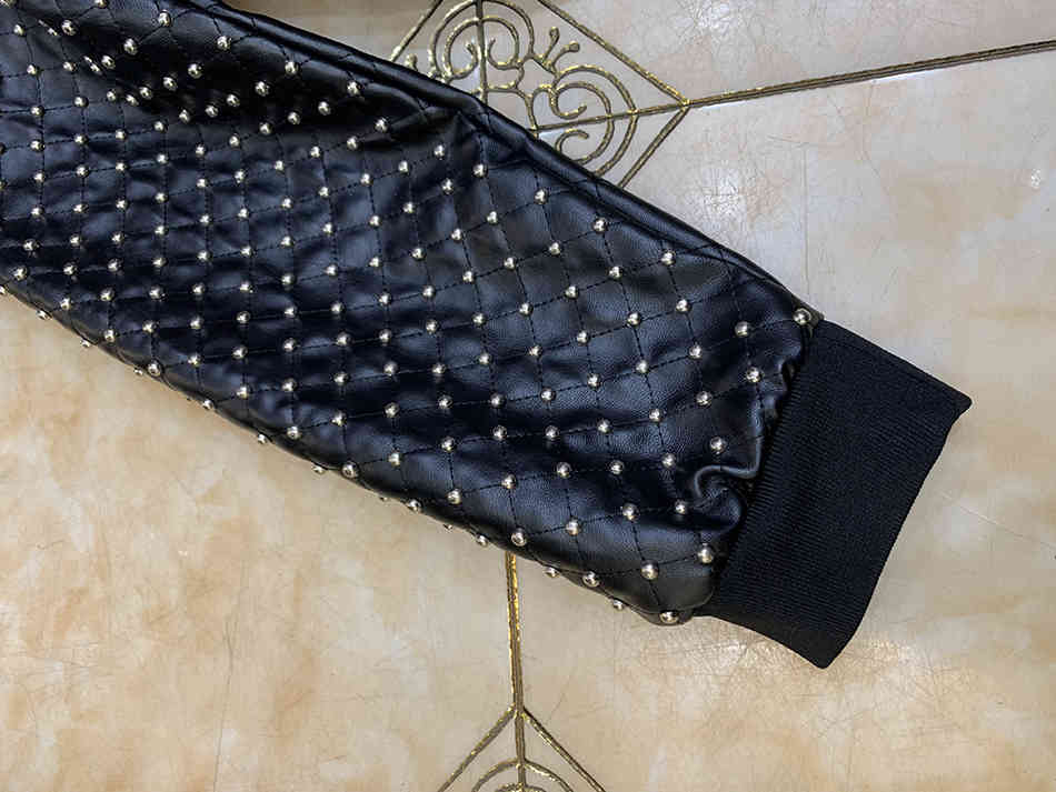 Free Fashion Rivet Leather Set Casual Long Sleeve Zip Short Jacket & Mini Skirt Women's Sexy Two-piece 210524