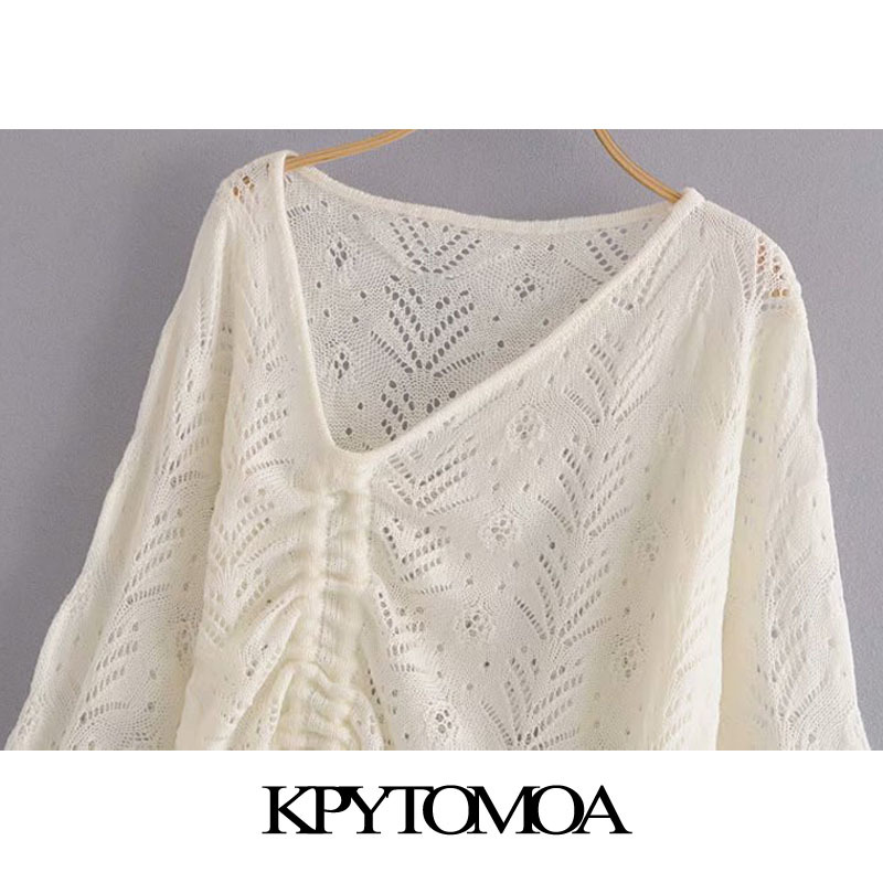 Women Fashion With Drawstring Hollow Out Irregular Knitted Sweater Long Sleeve Female Pullovers Chic Tops 210420