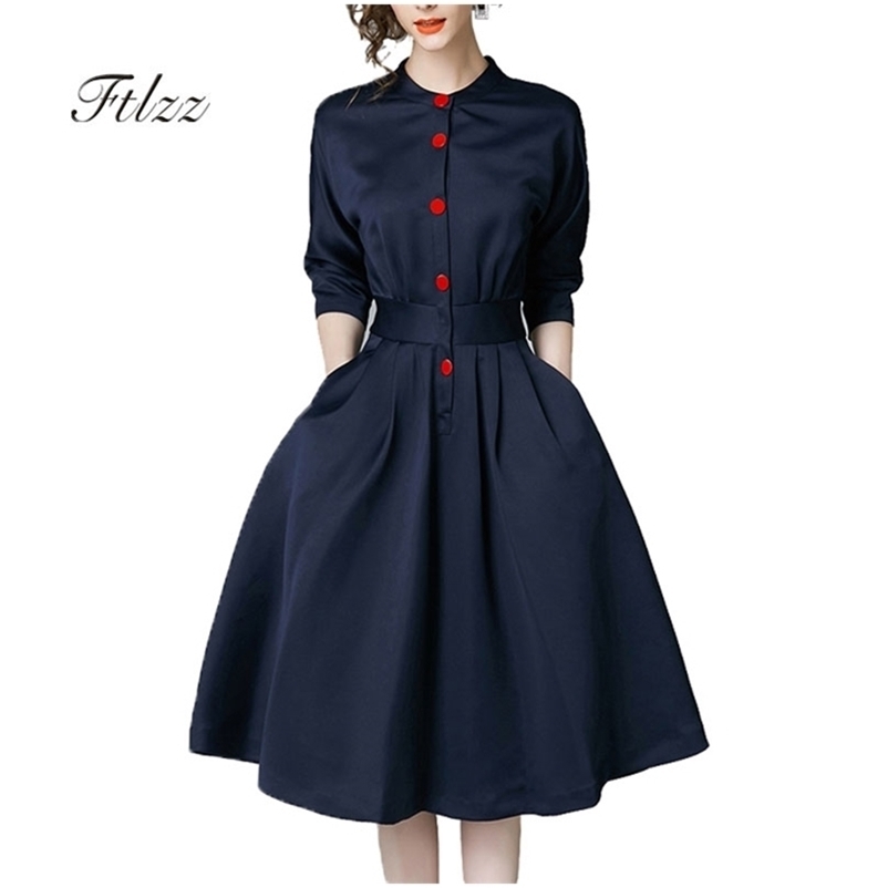 Spring Autumn Vintage Dresse Slim 3/4 Sleeve A Line Office Wear Dress Elegant Laides Ol Work Business 210602
Spring Autumn Vintage Dresse Slim 3/4 Sleeve A Line Office Wear Dress Elegant Laides Ol Work Business 210602