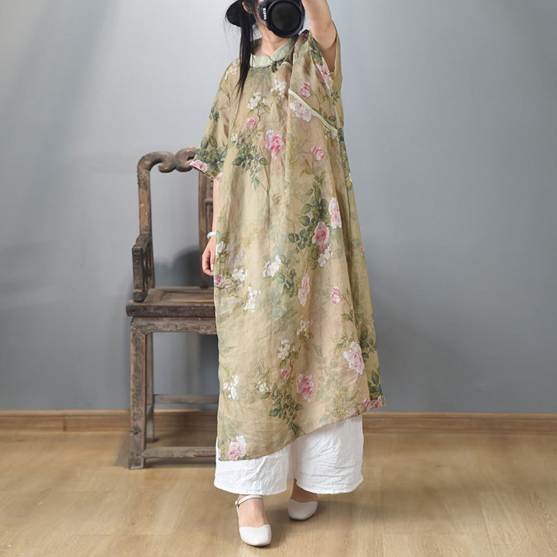 Johnature Women Ramie Vintage Dresses Print Floral Summer Stand Short Sleeve Chinese Style Female A-Line Dresses 210521, Lake blue
Johnature Women Ramie Vintage Dresses Print Floral Summer Stand Short Sleeve Chinese Style Female A-Line Dresses 210521, Lake blue