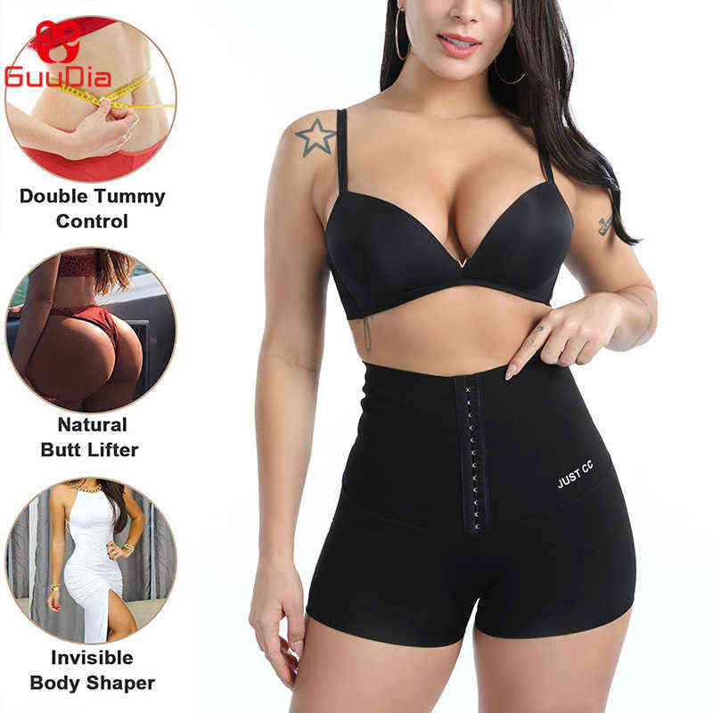 GUUDIA Women Waist Trainer Shorts Tummy Control Panties Workout Leggings Sports Leggings High Waist Body Shaper Pants Shapewear 211112