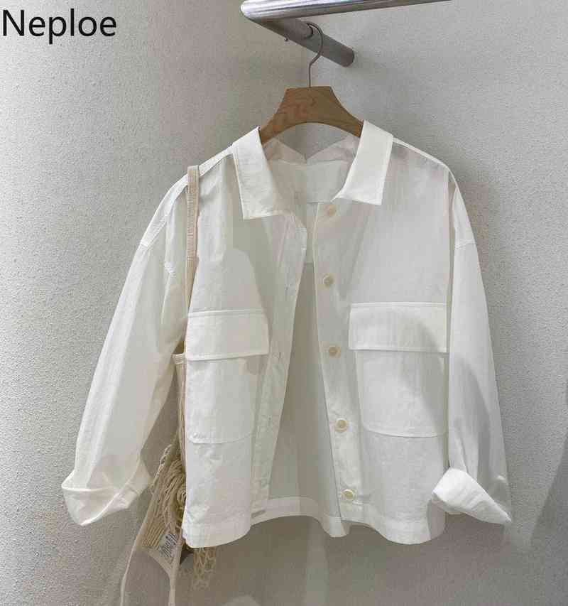 Neploe Women Tops Korean Fashion Shirts Summer Sun Protection Blouses Loose Casual Blouse See Through White Blusas Mujer 210422