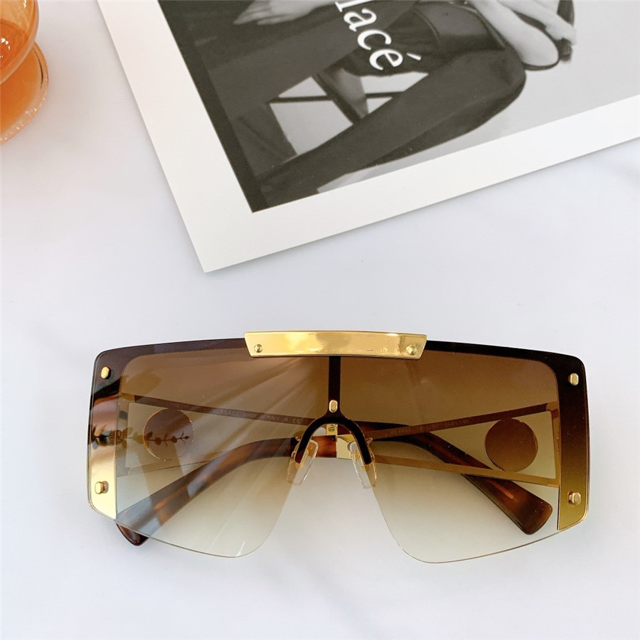 New Fashion Unisex Sunglasses One-piece Large Halfframe Goggles Square pilot summer protective glasses light lens Alloy frame letter spelling eyeglasses 4463