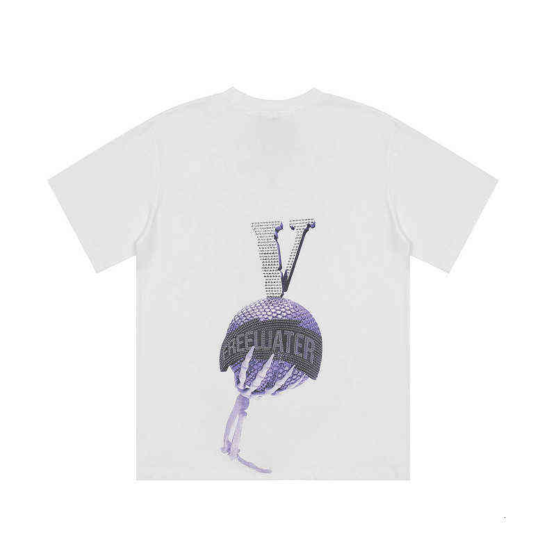 2022 Vlon Summer Hip Hop Print Short Sleeve T-shirt Ins Dark Half Sleeve Top Men's Loose Bottomed Shirt Fashion