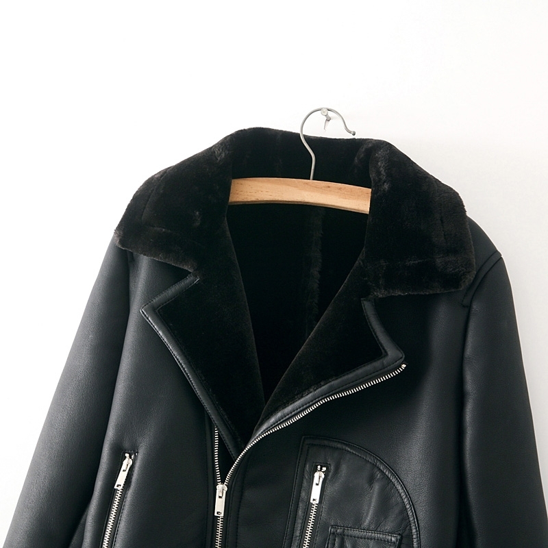 fashion women black PU leather-clad autumn and winter lady zipper jackets cool female slim suits moto girls chic sets 210430