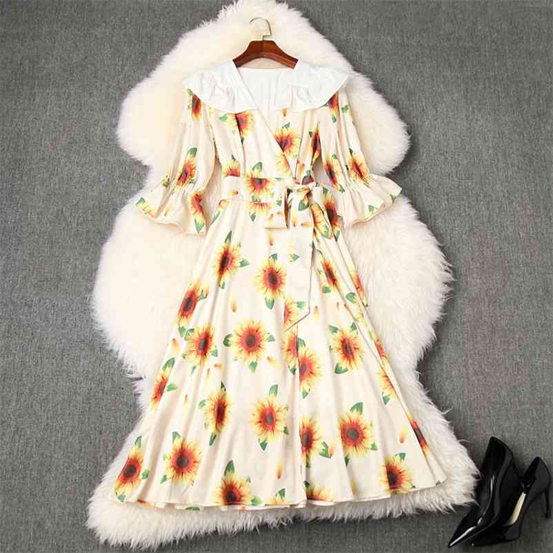 HIGH STREET Fashion Summer Designer Runway Dress Women' Half Sleeve Sunflower Print Midi 210521, Blue
HIGH STREET Fashion Summer Designer Runway Dress Women' Half Sleeve Sunflower Print Midi 210521, Blue