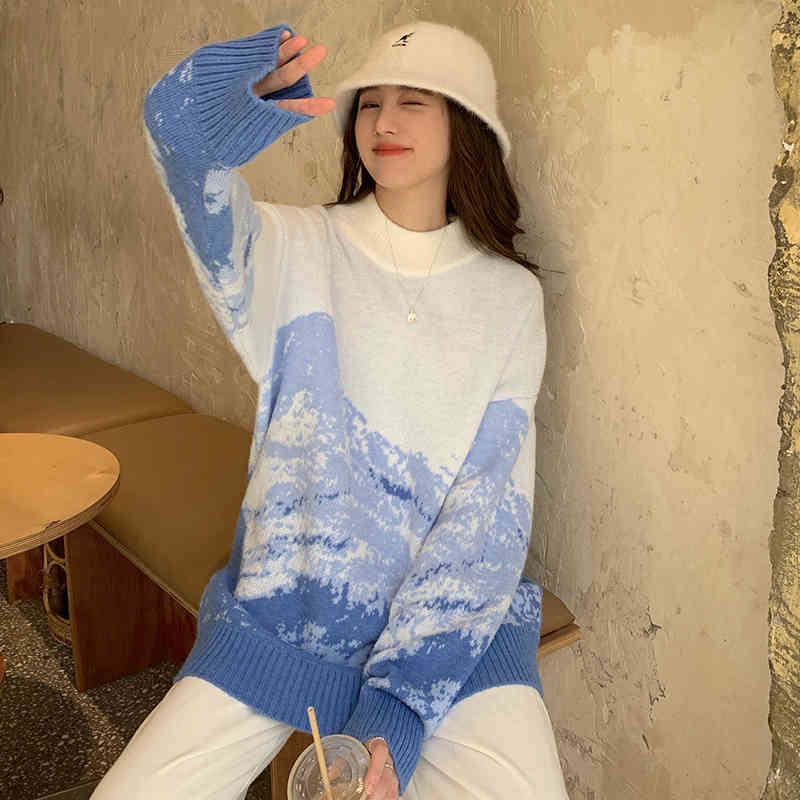 autumn winter korean style loose Snow Mountain Sweaters thick warm Knitted Sweaters and pullovers womens (C8202) 210423