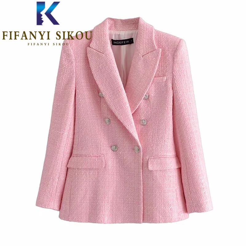 Women's Suits & Blazers Pink Blazer Jacket Women High Quality Spring Autumn Fashion Double Breasted Tweed Suit Female Office Casual Coat
Women's Suits & Blazers Pink Blazer Jacket Women High Quality Spring Autumn Fashion Double Breasted Tweed Suit Female Office Casual Coat