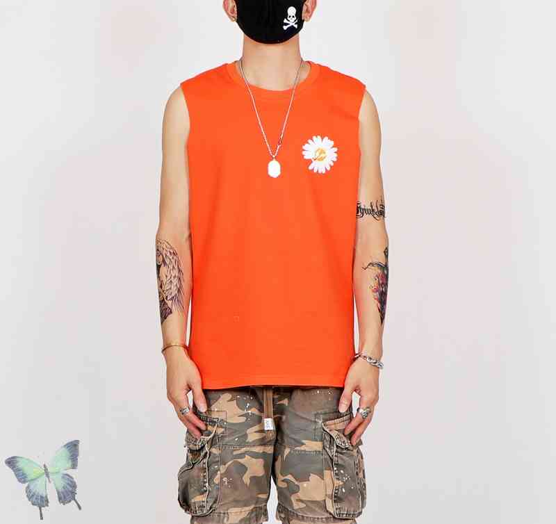 Peaceminusone Fragment Tank Top 100% Cotton Men Women Sportswear Daisy Vest Sleeveless Tshirt 210420