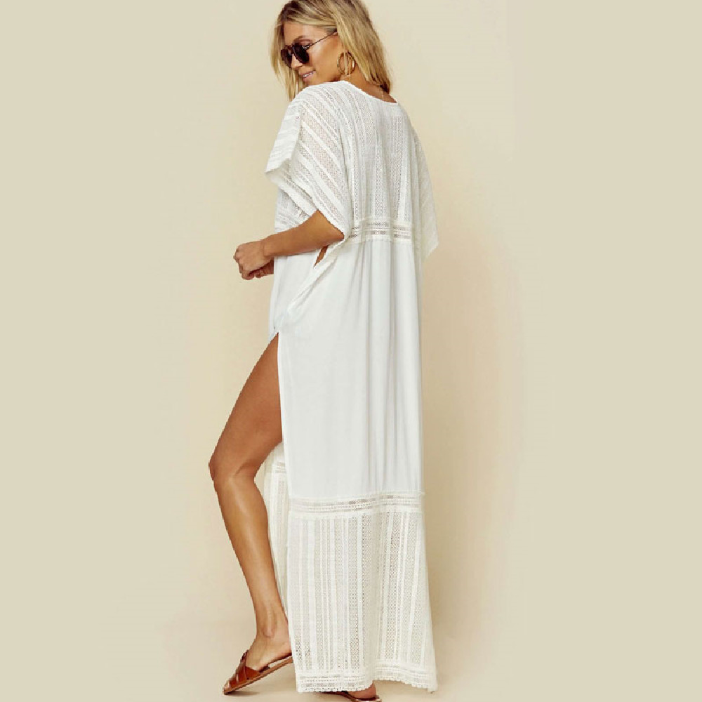 Beach Dress Women Wear Cover-ups White Cotton Tunic Bikini Swimsuit Cover Up Bath Sarong plage pareo #Q1001 210420