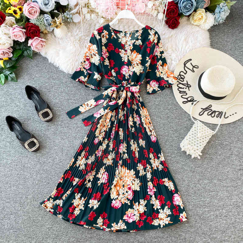 Fashion Women Spring Summer Print Casual Dress High Waist Fold Bandage V Neck Short Sleeve Ladies 210520, Yellow
Fashion Women Spring Summer Print Casual Dress High Waist Fold Bandage V Neck Short Sleeve Ladies 210520, Yellow