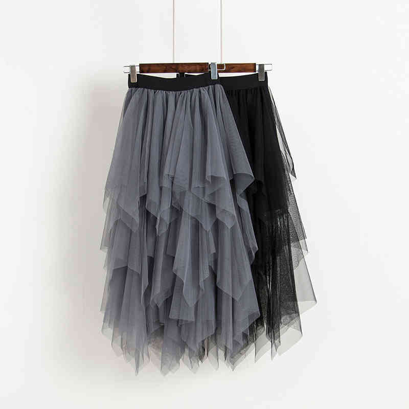 Qooth Spring Summer Female Voile Skirts Women's Solid color Elastic Waist Irregular Mesh Pleated Skirt Black GreyQH1772 210518
Qooth Spring Summer Female Voile Skirts Women's Solid color Elastic Waist Irregular Mesh Pleated Skirt Black GreyQH1772 210518