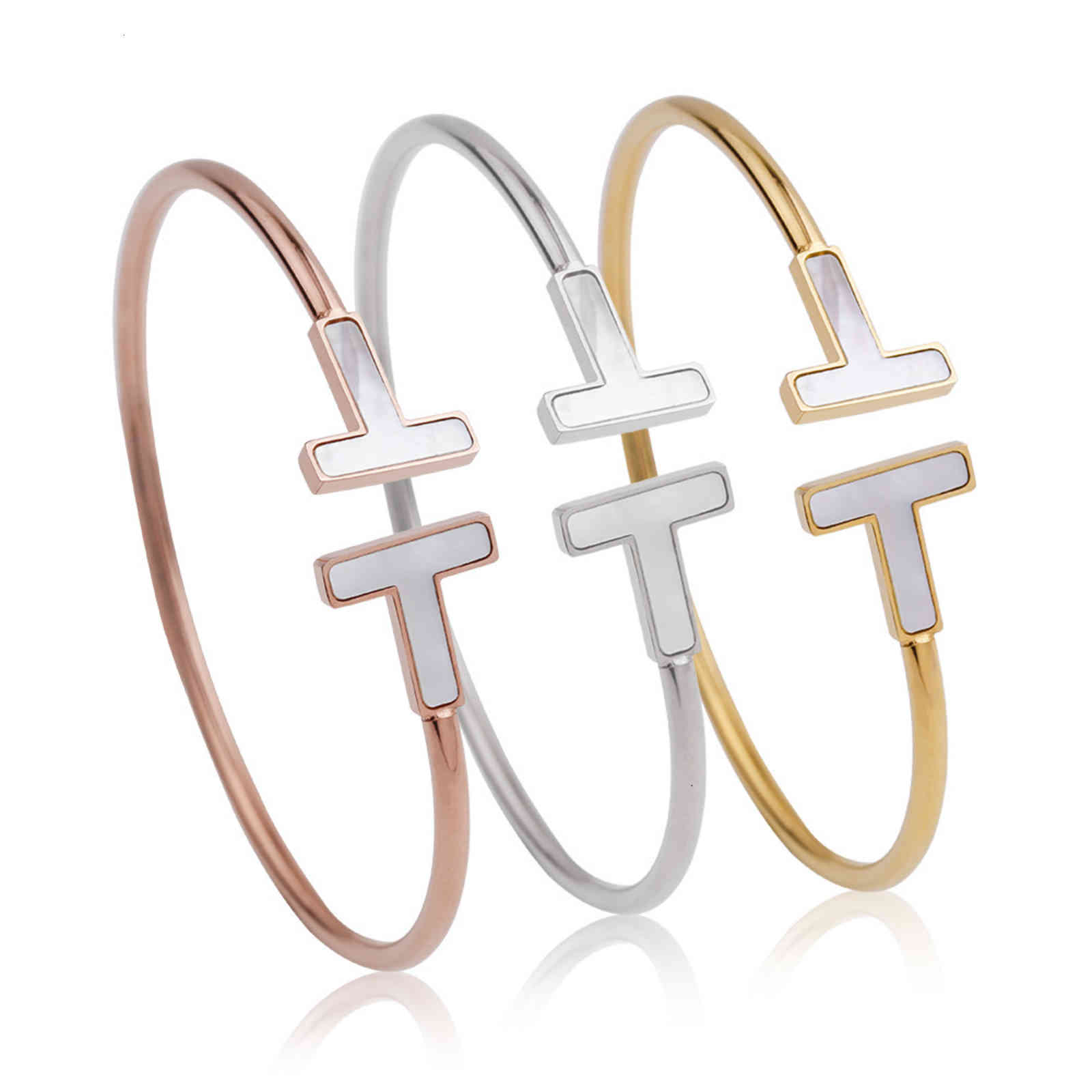hot Net red push titanium steel double T letter Bracelet Rose Gold Genuine Fritillaria hollow wire diameter Elastic Bracelet
hot Net red push titanium steel double T letter Bracelet Rose Gold Genuine Fritillaria hollow wire diameter Elastic Bracelet