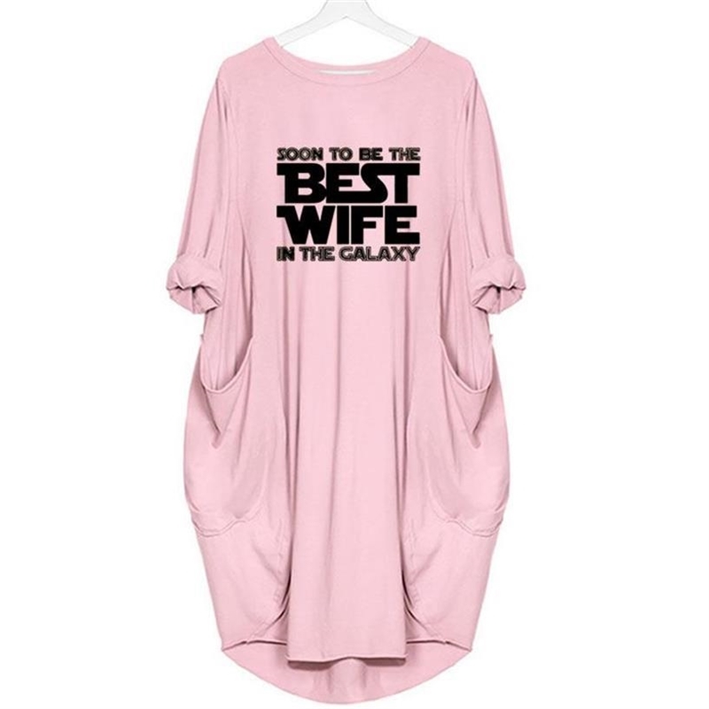 New Arrival For Women Best Wife In The Galaxy Pocket Tshirt Tops Harajuku T-Shirt Female Streetwear 210406
