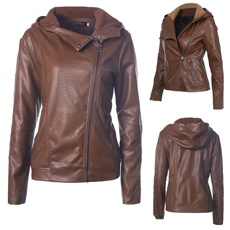 Women's Jacket Western Style Fashion Hooded Long-sleeved Solid PU Leather Jacket Coat Outerwear Temperament Commute Tops TRA, Black;brown
Women's Jacket Western Style Fashion Hooded Long-sleeved Solid PU Leather Jacket Coat Outerwear Temperament Commute Tops TRA, Black;brown