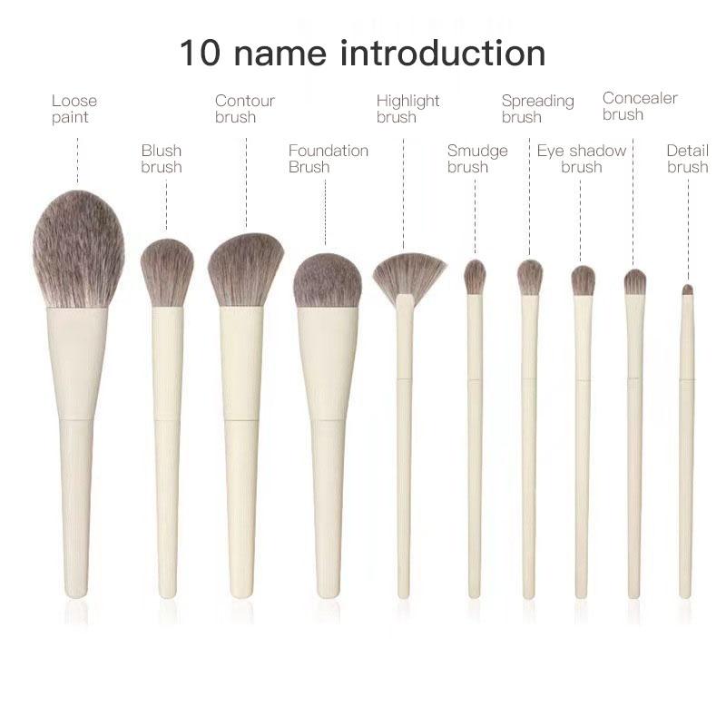 Makeup Brushes 10Pcs Set Loose Powder Blush Foundation Highlight Contour Eye Shadow Eyebrow Cosmetics Beauty Brush Tool