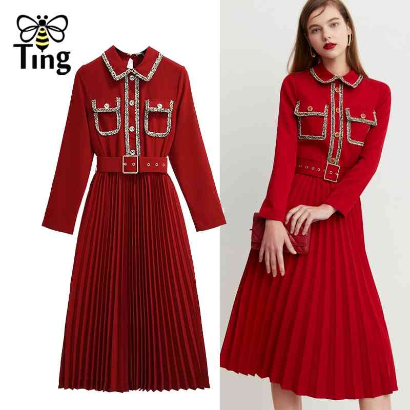 Vintage Elegent Turn Down Collar Pleated Midi Dress Retro CC Look Casual with Belt Spring Autumn Vestidos Frocks 210513, Black
Vintage Elegent Turn Down Collar Pleated Midi Dress Retro CC Look Casual with Belt Spring Autumn Vestidos Frocks 210513, Black