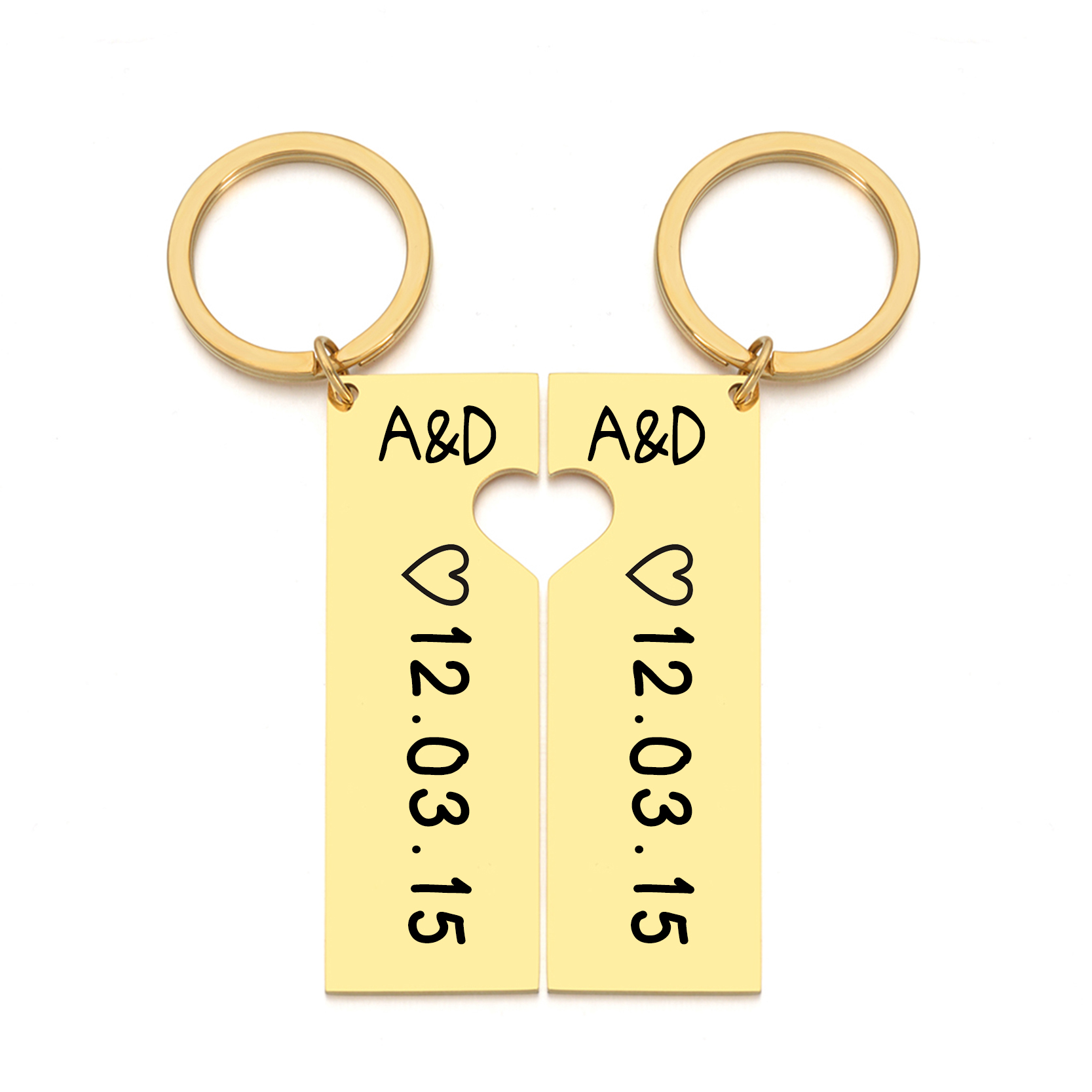 2pcs Custom Heart Keychain Personalized Laser Engrave Name Date Keyring For Couples Girlfriend Boyfriends Key Chain Jewelry Gift