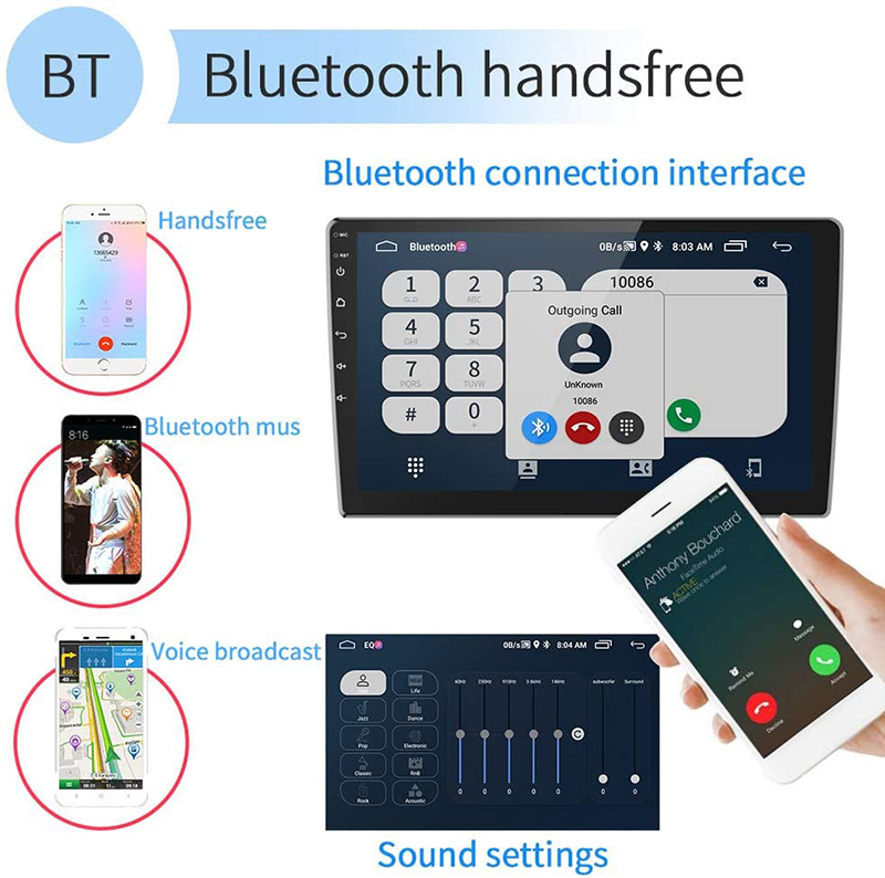 2G+32G 10.1 Inch Car Stereo Wireless Apple Carplay Android Auto Mirror Link Monitor GPS Navigation FM Radio Audio Receiver HiFi IPS Display With Back 