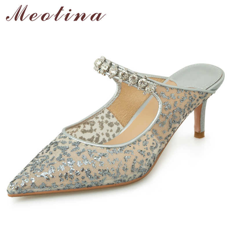 Meotina Women Mules Shoes Crystal High Heel Sandals Pointed Toe Sandals Thin Heel Lady Footwear Summer Sliver Party Shoes 210608, Beige
Meotina Women Mules Shoes Crystal High Heel Sandals Pointed Toe Sandals Thin Heel Lady Footwear Summer Sliver Party Shoes 210608, Beige