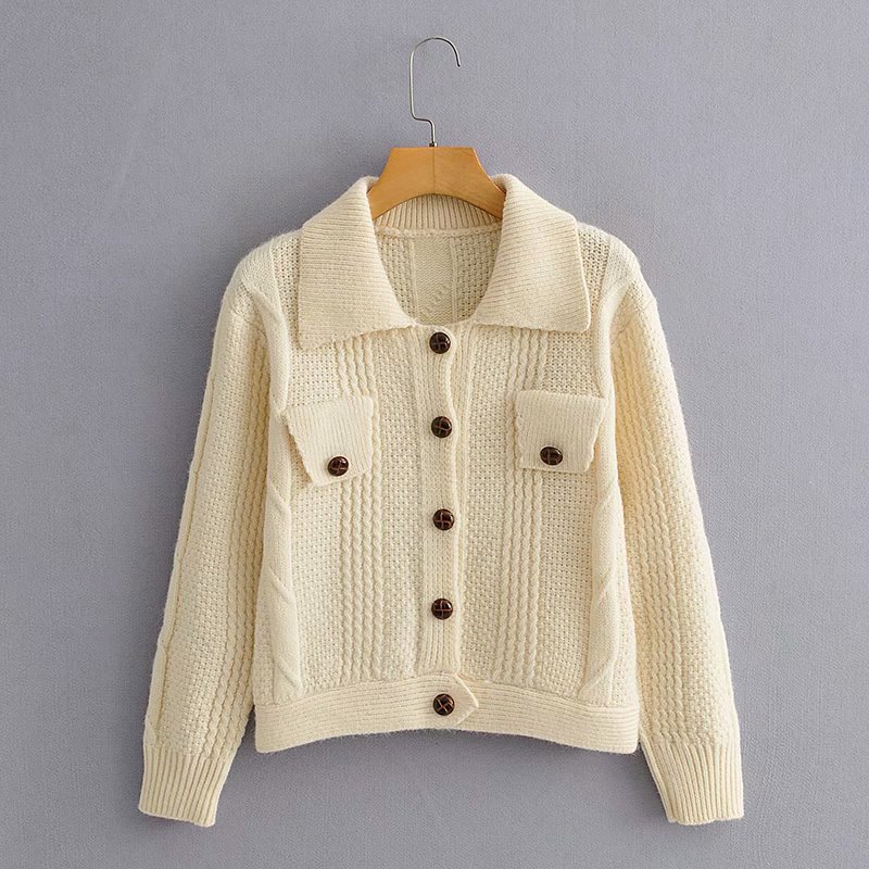 Korean Style Lapel Long Sleeve Single Breasted Slim Knit Women's Sweater Harajuku College Style Stylish Red Chic Female Cardigan 210507