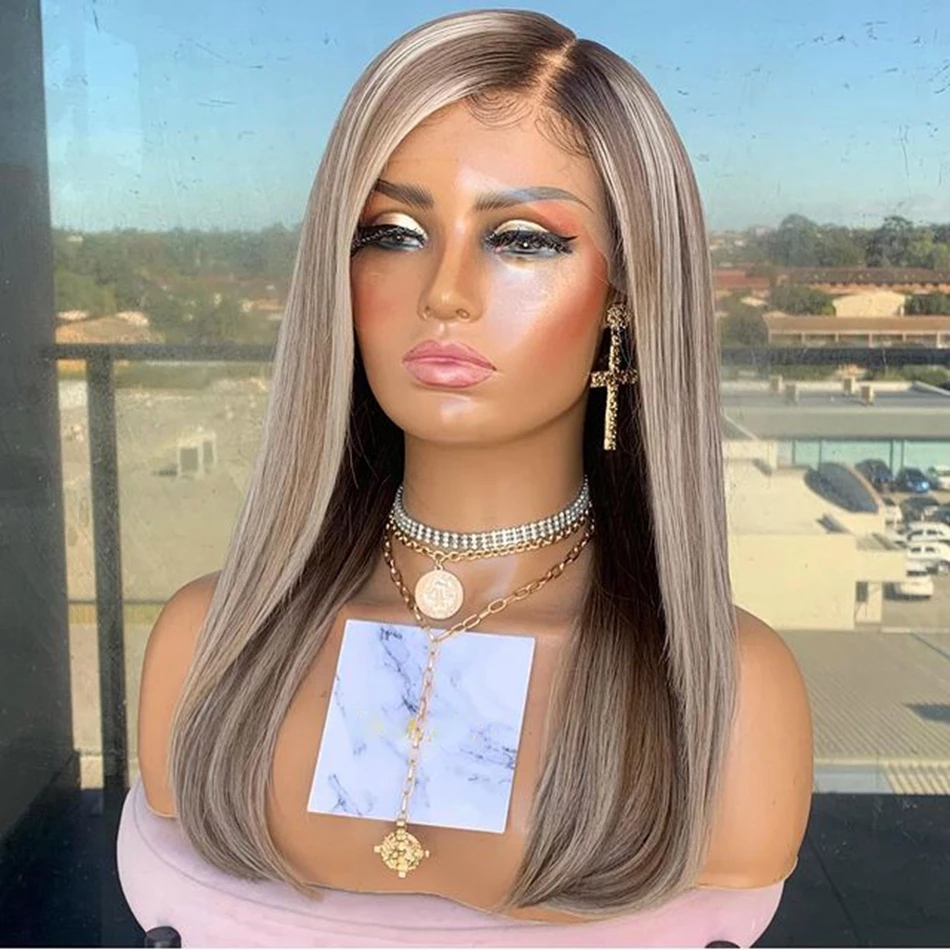 Platinum Blonde Highlight Human Hair 13x6Lace Front Wigs for Women Transparent Swiss Lace 13x4 Laces Frontal Wig Remy full lacewig preplucked Ombre ha