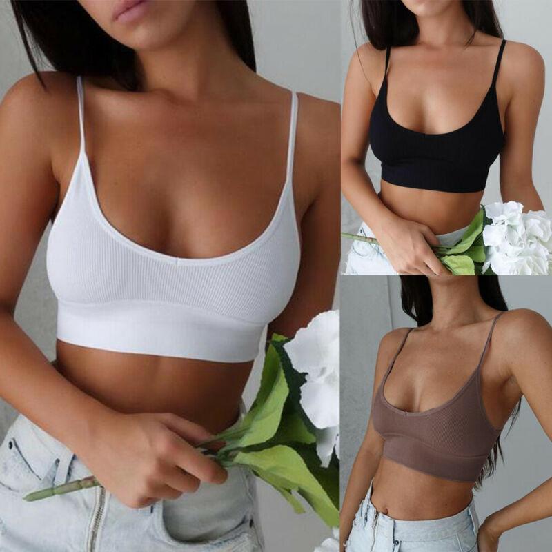 

Women's Tanks & Camis Sexy Fashion Casual Solid Women Sleeveless Summer Cami Tank Top Bustier Bra Vest Crop Bralette Pullover Tops Singlet, White