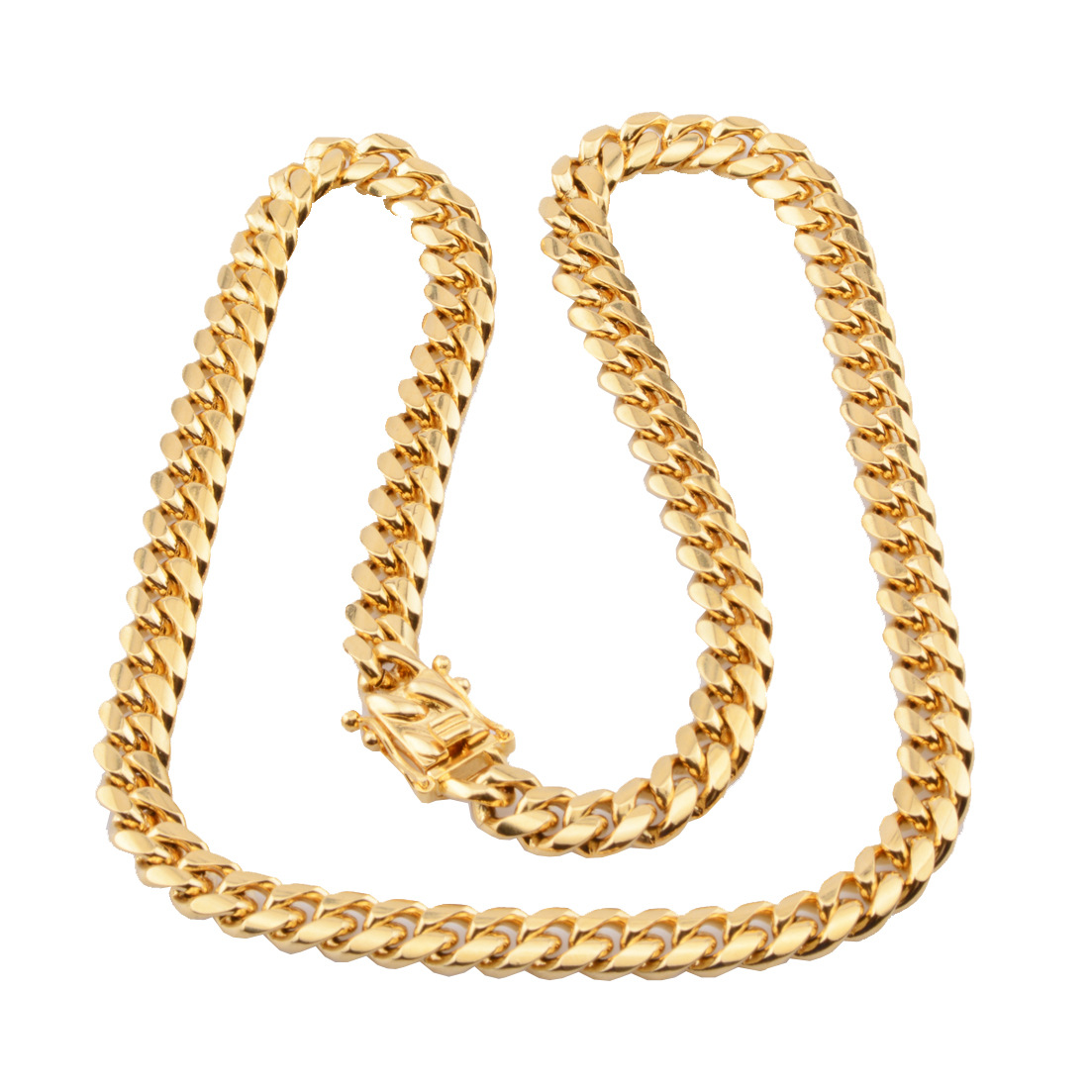 8mm 10mm 12mm 14mm 16mm Miami Cuban Link Chains Stainless Steel Mens 14K Gold Chains High Polished Punk Curb Necklaces2849