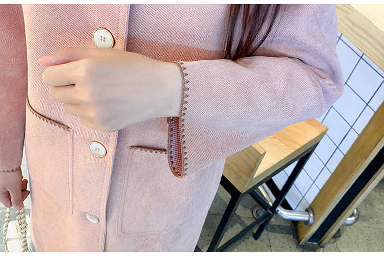 Fashion Women Casual Thin Coat Spring Autumn Elegant Fashion Long Sleeve Lapel Neck Woolen Trench Coat 210930