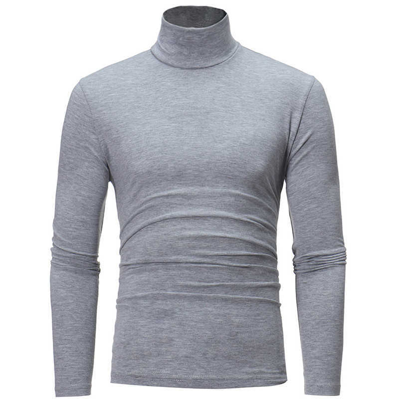 turtleneck for men Solid color slim elastic thin pullover men Spring Autumn turtleneck men clothing 210818