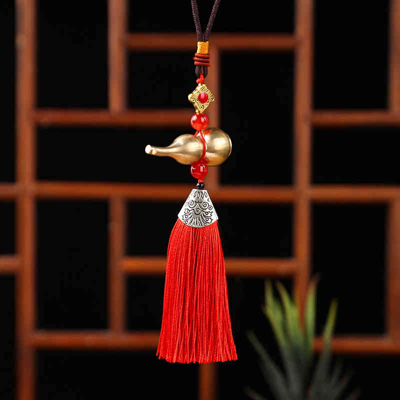 Key Rings Tassel Copper Gourd Bag Hanging Chinese Style Colorful Chain Accessories Car Pendant Jewelry Small Gift