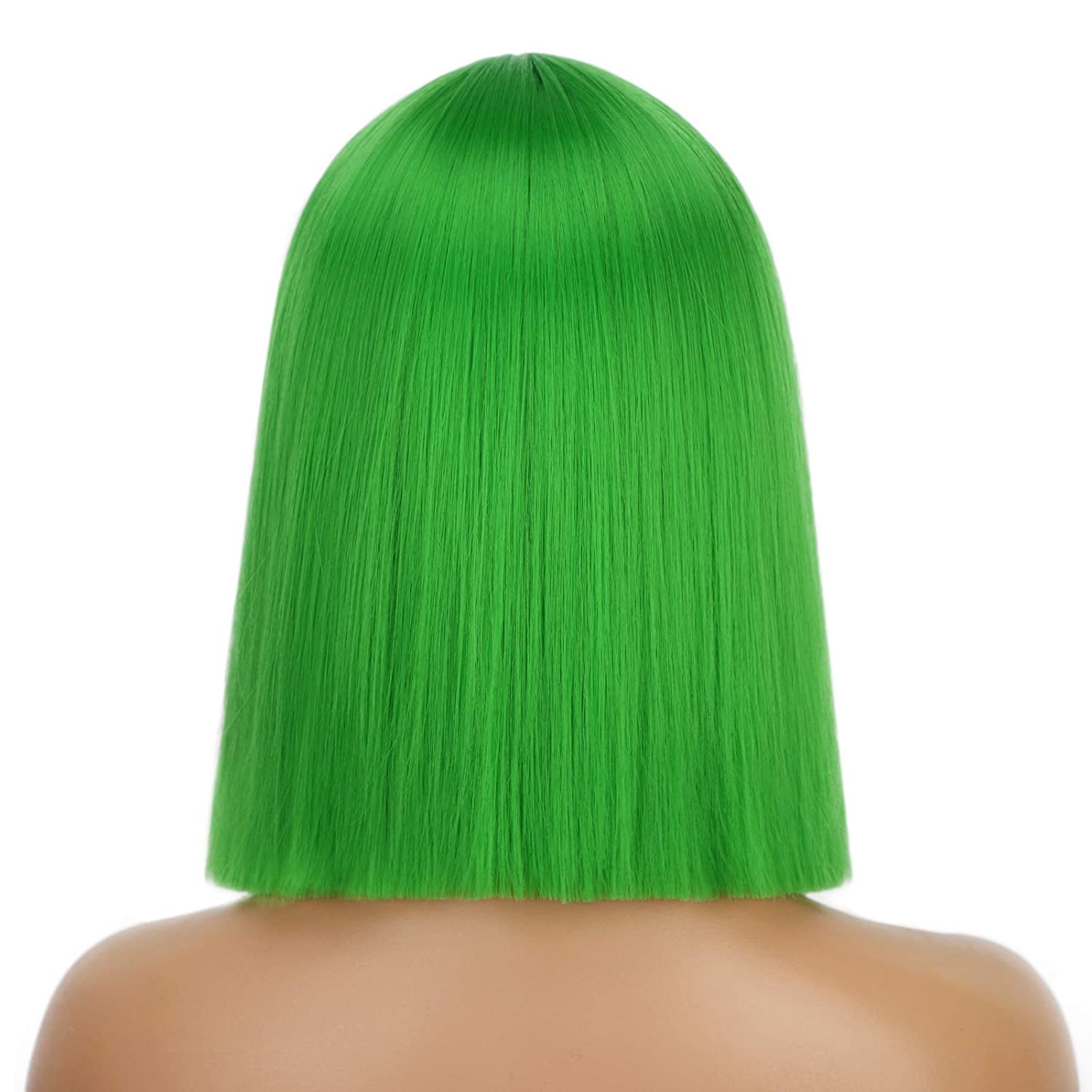 Short Blue Synthetic Straight Bob Cut Wig Middle Part Shoulder Length Fashion Bob Wigs for Women Cosplay Hair