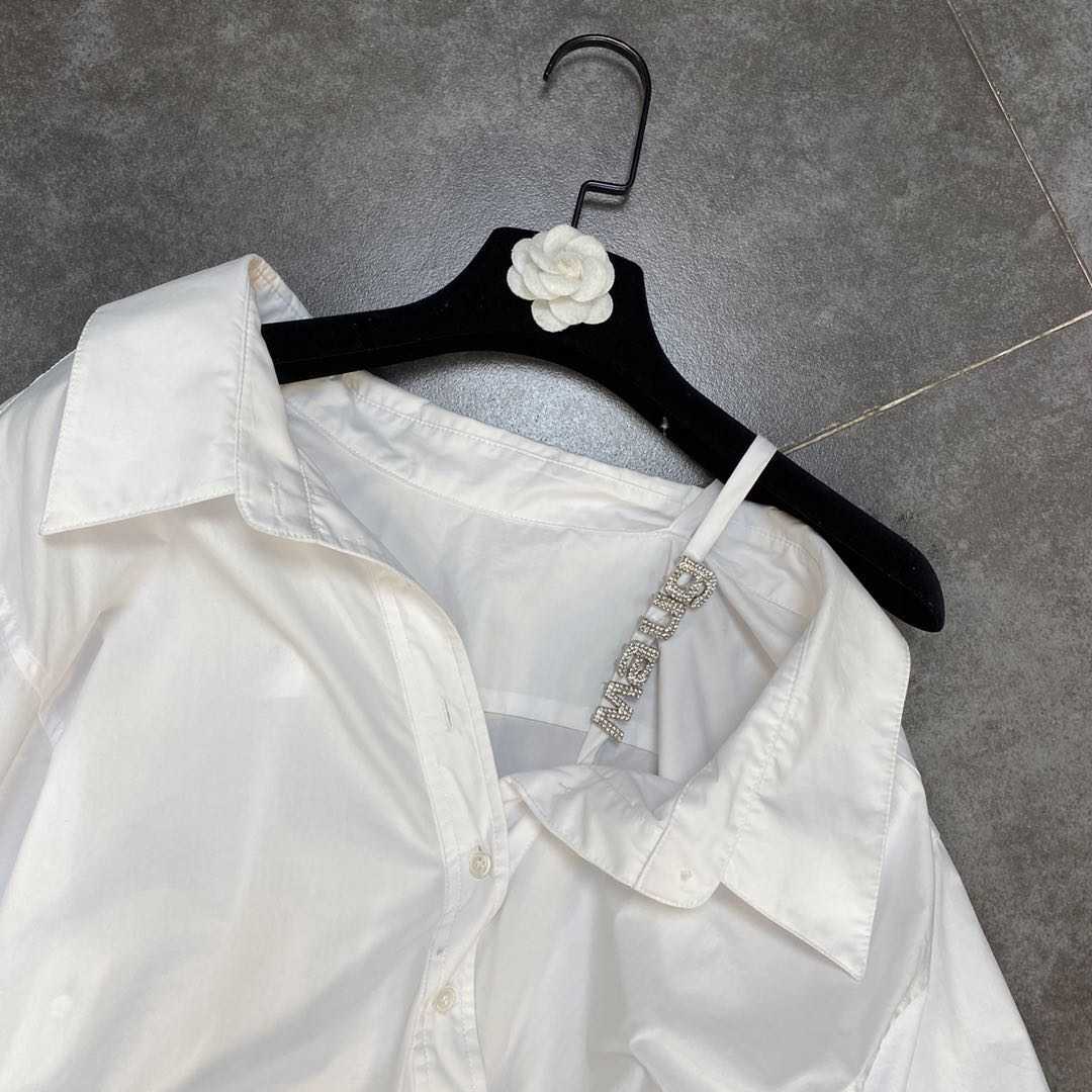 DEAT Spring Summer Fashion Casua Lapel Off Shoulder Short Sleeve Loose Diamond Letter Shirt Dress Women SJ974 210709