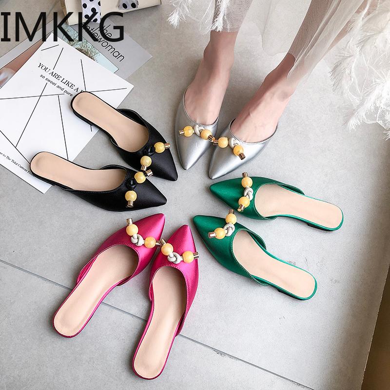 Slippers Spring/Summer Pointed Toe Mules Shoes Women String Bead Decoration Flats Slides Ladies Elegant Comfortable Sandals, Black
Slippers Spring/Summer Pointed Toe Mules Shoes Women String Bead Decoration Flats Slides Ladies Elegant Comfortable Sandals, Black