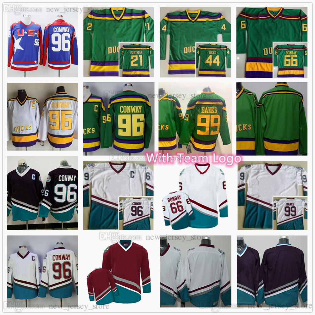 Retro Movie Ducks 96 Charlie Conway Jersey Ice Hockey Vintage 21 Dean Portman 44 Fulton Reed 66 Gordon Bombay 99 Adam Banks Jerseys CCM Stit, Black;red 
Retro Movie Ducks 96 Charlie Conway Jersey Ice Hockey Vintage 21 Dean Portman 44 Fulton Reed 66 Gordon Bombay 99 Adam Banks Jerseys CCM Stit, Black;red