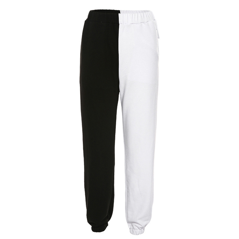 Women Pant Black White Color Matching High Waist Casual Pants All Match Trousers Fashion 210513