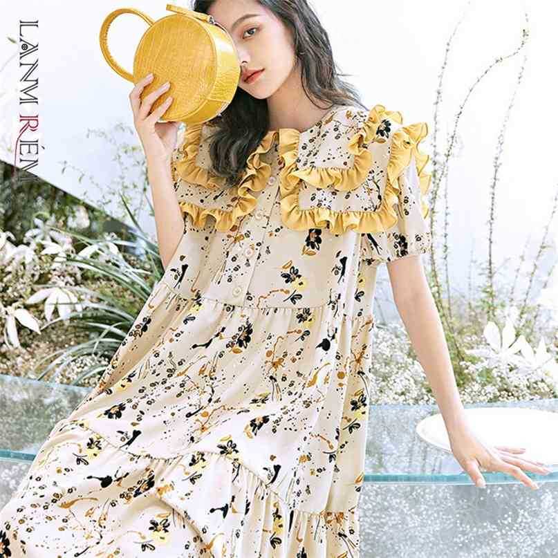 Women Light Yellow Printing Mid-long Dress Turn-down Collar Short Sleeve Loose Fit Fashion Summer 2E1567 210526
Women Light Yellow Printing Mid-long Dress Turn-down Collar Short Sleeve Loose Fit Fashion Summer 2E1567 210526